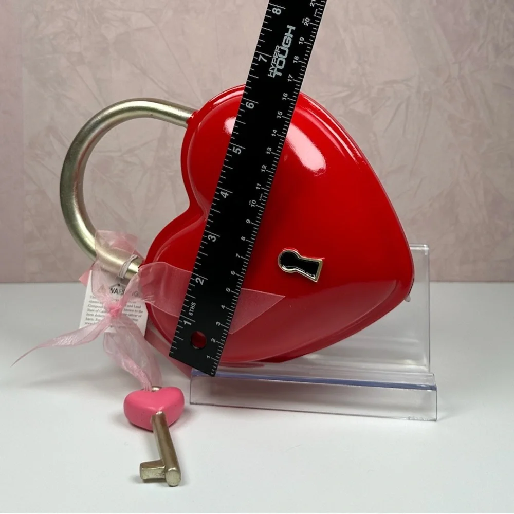 Bella Lux Red Heart-Shaped Decorative Lock with Key